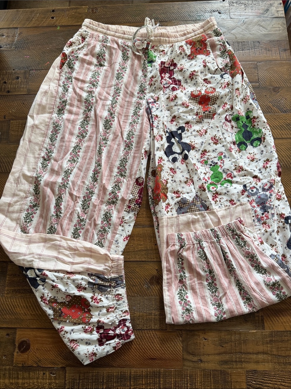 Urban Outfitters Pink Floral Patchwork PJ Track Pants